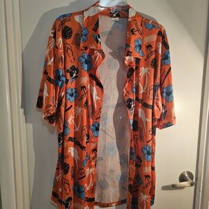 Margaritaville Vibrant Orange Floral Men's Shirt Stadium Give Away